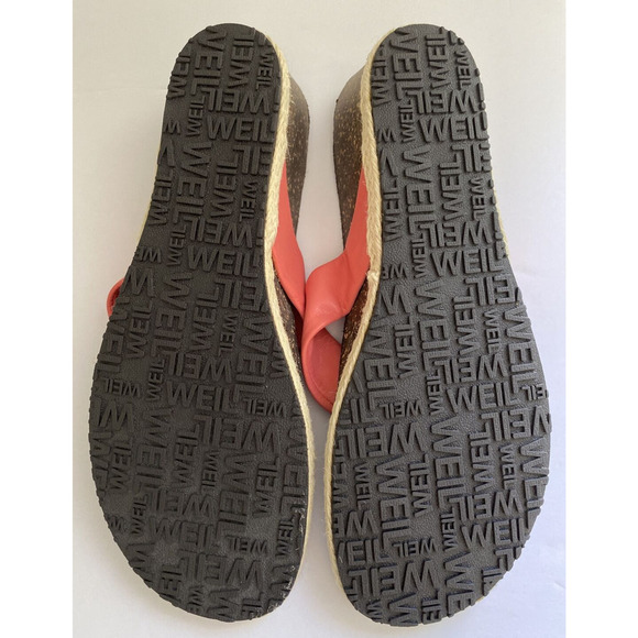 Dr. WEIL Orthaheel Calm Coral Pink Leather Thong Wedge Sandals Sz 10/41 - Picture 8 of 9